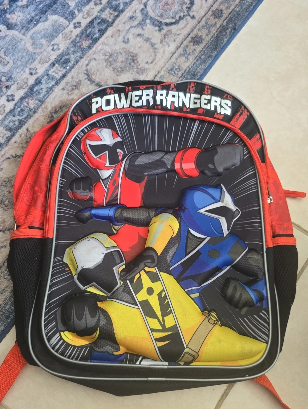 Power Ranger Kids Backpack with Red, Yellow, Blue Rangers